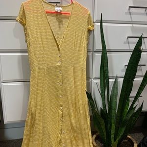 Yellow maxi button up dress